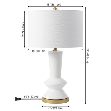 Ziggy 27" Ceramic/Iron Contemporary Glam LED Table Lamp - JONATHAN Y